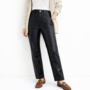 Madewell NWT Perfect Vintage Straight Jean Faux Leather Black Women’s Size 25P